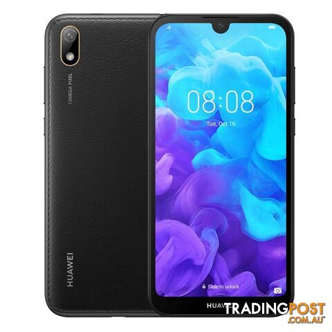 Huawei Y5 2019 (Dual SIM 4G/4G, 32GB/2GB, Faux Leather) - Modern Black - AMN-LX2 - Black - HWY52019BLK