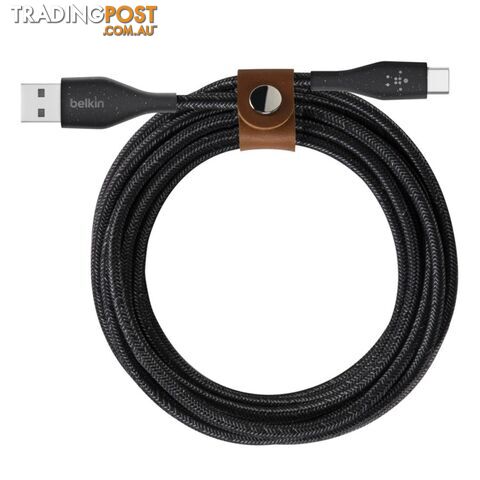 Belkin DuraTek Plus 1.2m USB-A to USB-C Cable with Strap - Black