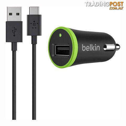 Belkin 2.1A USB Car Charger with Type C to USB A Cable - Black - F7U002bt06-BLK...