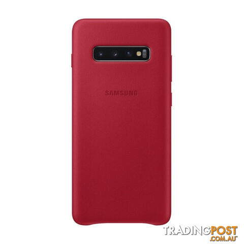 Samsung Galaxy S10+ Plus Leather Back Cover - Red