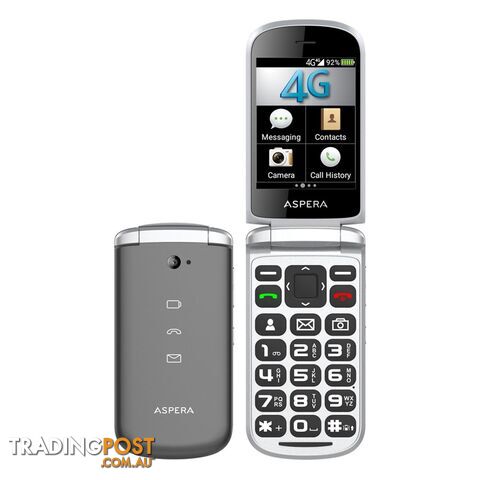 Aspera F40 Flip (4G/LTE, 5MP) - Titanium - F40 - Grey - ASPF40TIT
