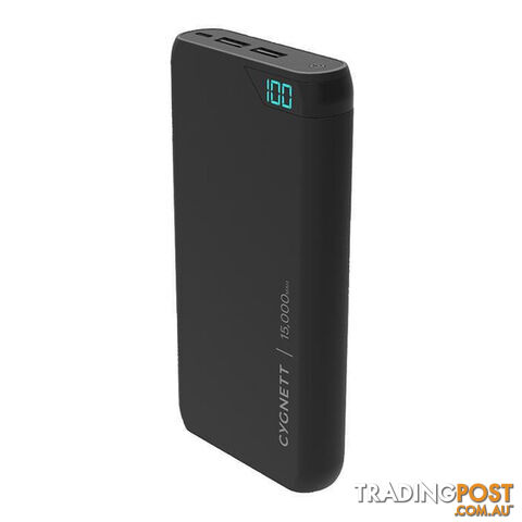 Cygnett ChargeUp Boost 15K 15000mAh 2.4A Power Bank - Black - CY2507PBCHE - Black - 848116019437