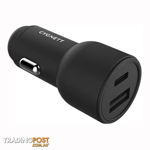 Cygnett CarPower 18W Dual USB-C & USB-A Car Charger - Black - CY3114CYCCH - Black - 848116025506