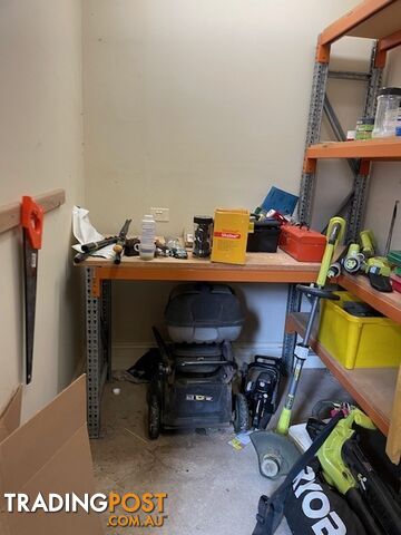 Tool Storage Shelves and Work Bench
