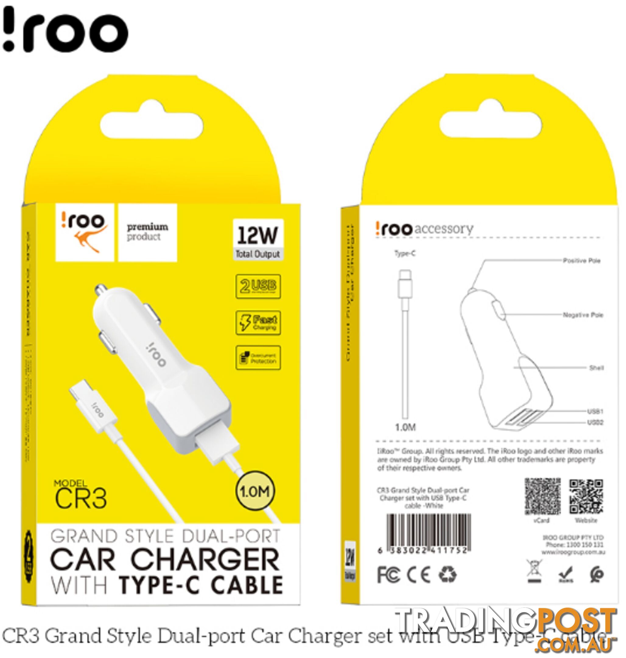 iRoo - 12W Car Chargers - 1001212 - Car Accessories