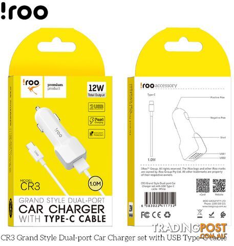 iRoo - 12W Car Chargers - 1001212 - Car Accessories