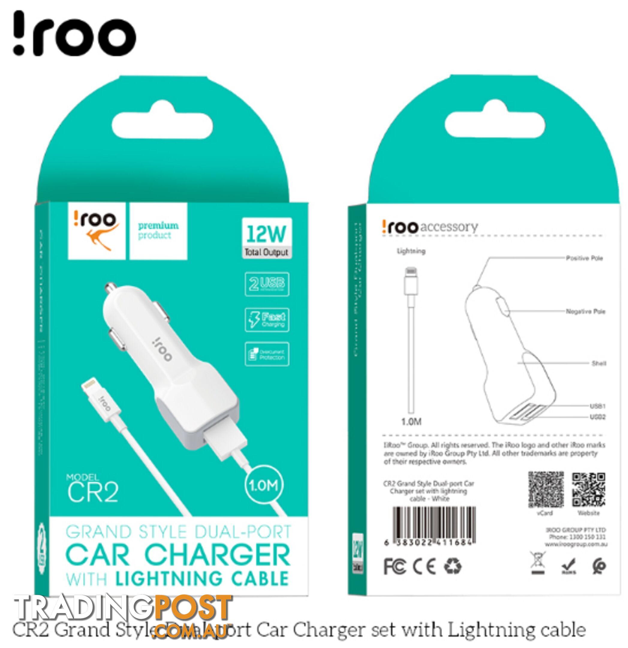 iRoo - 12W Car Chargers - 1001212 - Car Accessories