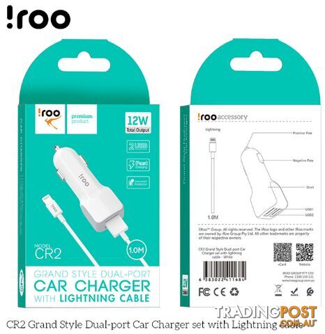 iRoo - 12W Car Chargers - 1001212 - Car Accessories