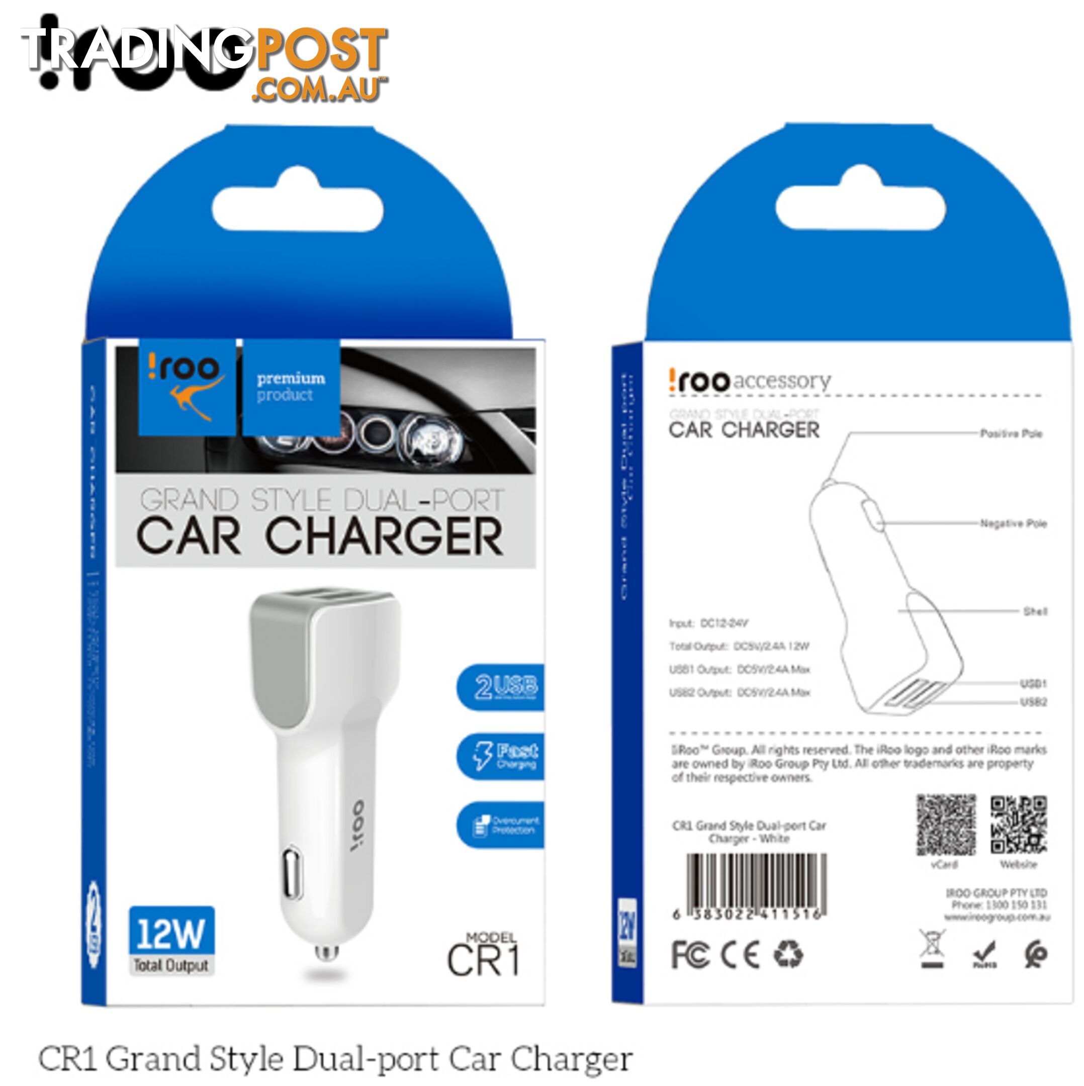 iRoo - 12W Car Chargers - 1001212 - Car Accessories