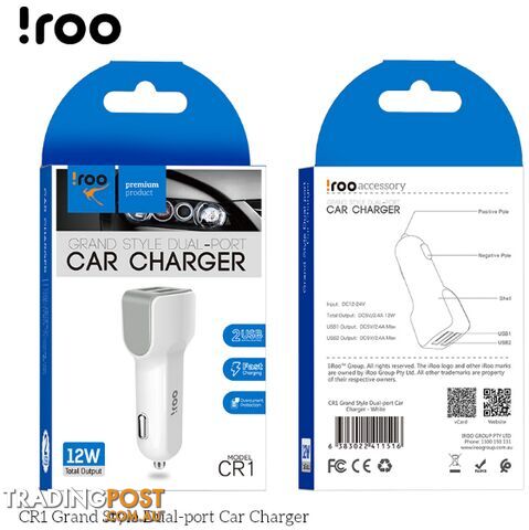 iRoo - 12W Car Chargers - 1001212 - Car Accessories