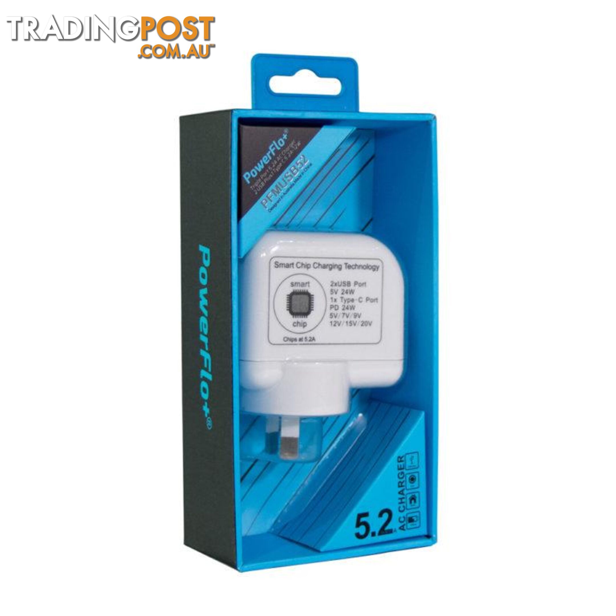 Powerflo+ Triple Port 5.2A Wall Plug - 1001048 - Charging & Power