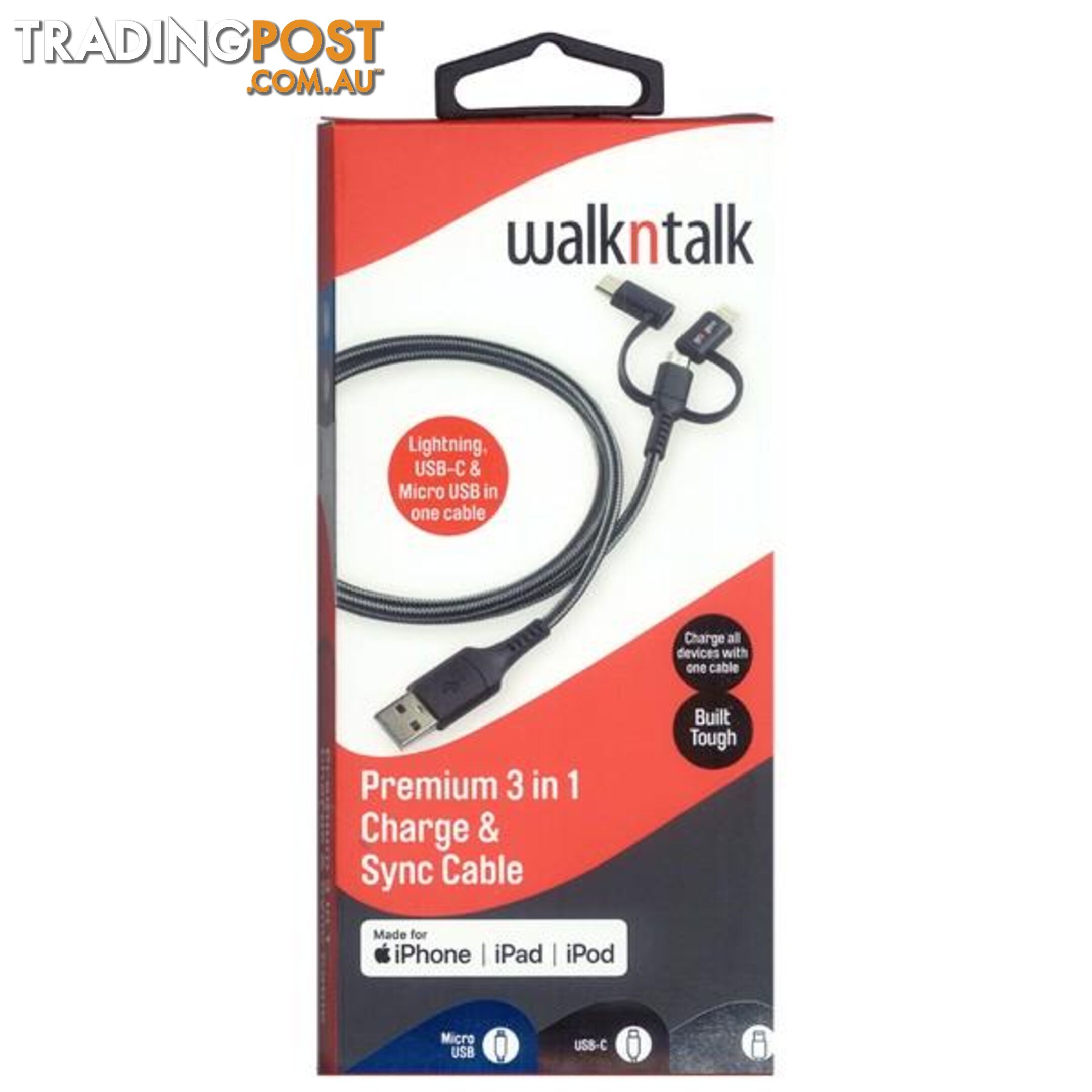 WalknTalk 3 in 1 Charge & Sync Cable - 100972 - Cables