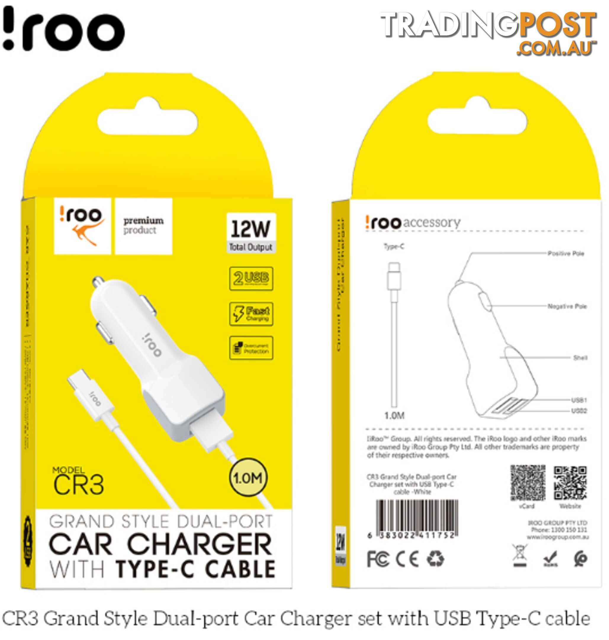 iRoo - 12W Car Chargers - 1001213 - Car Accessories