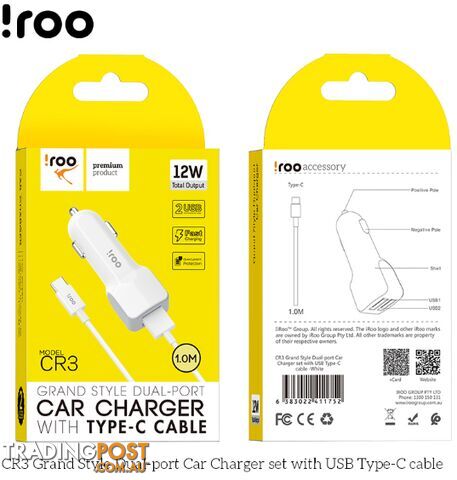 iRoo - 12W Car Chargers - 1001213 - Car Accessories