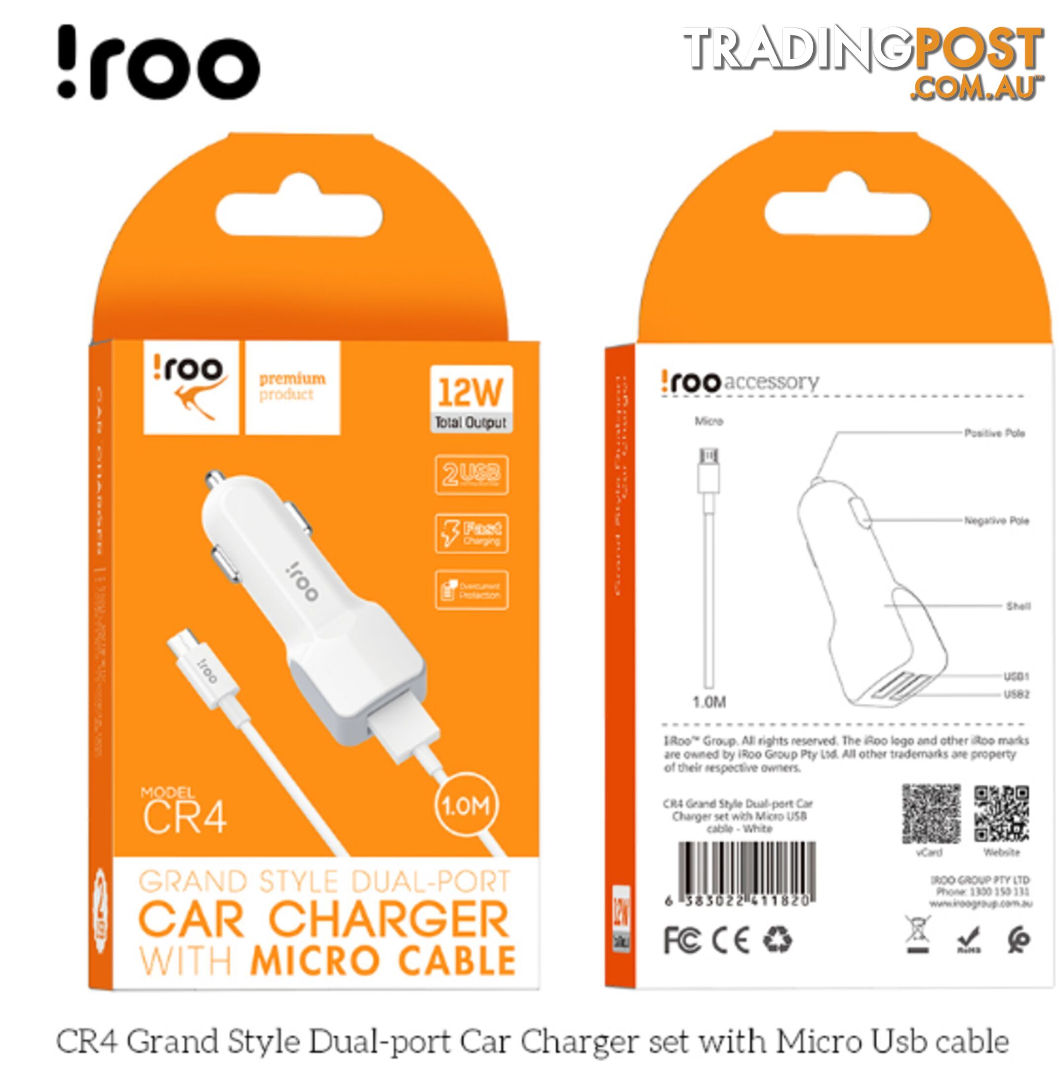 iRoo - 12W Car Chargers - 1001213 - Car Accessories