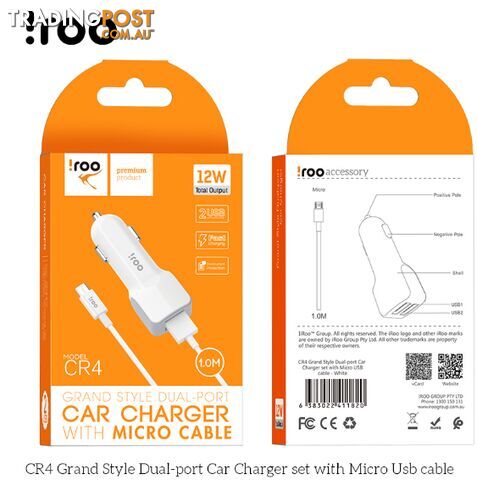 iRoo - 12W Car Chargers - 1001213 - Car Accessories