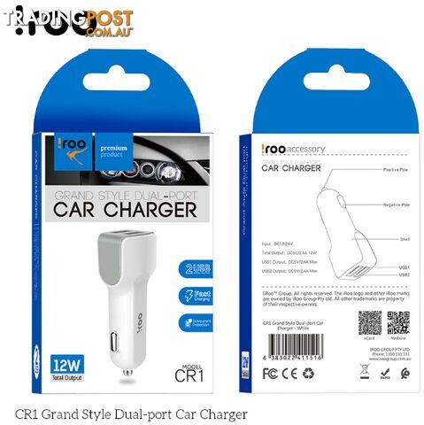 iRoo - 12W Car Chargers - 1001213 - Car Accessories