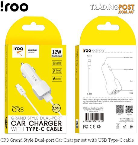 iRoo - 12W Car Chargers - 1001214 - Car Accessories