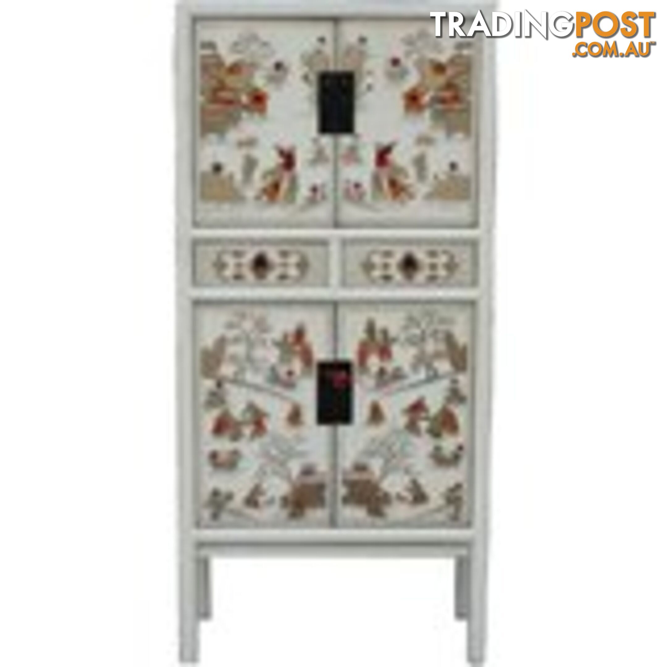 White Chinese Cabinet with Painting