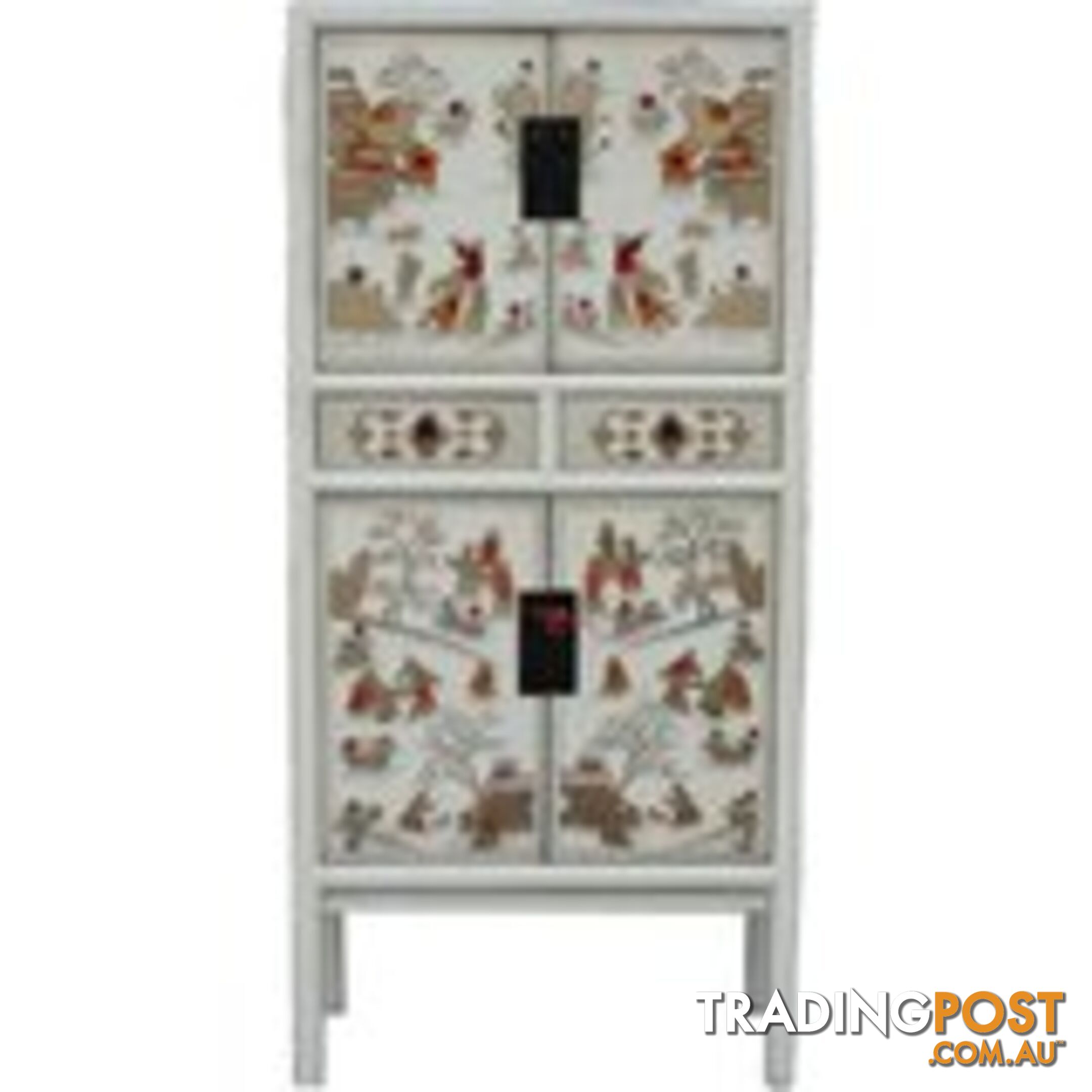 White Chinese Cabinet with Painting