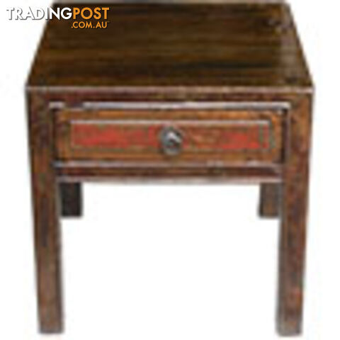 Chinese Antique Patina Side Table with Drawer