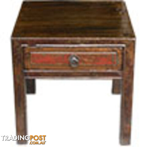 Chinese Antique Patina Side Table with Drawer