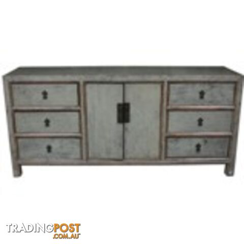 Large Solid Multi Drawers Grey Chinese Sideboard Buffet