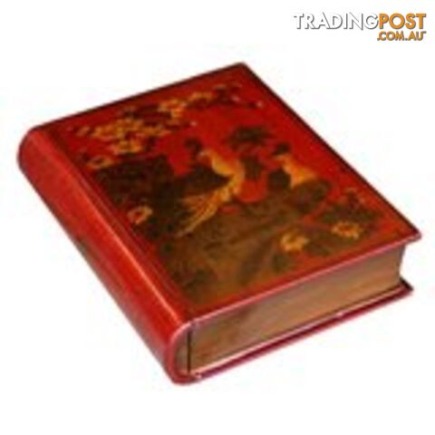 Red Painted Oriental Book Shape Decoration Box