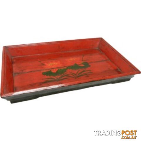 Chinese Original Rectangular Red Painted Tray