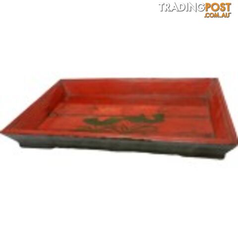 Chinese Original Rectangular Red Painted Tray