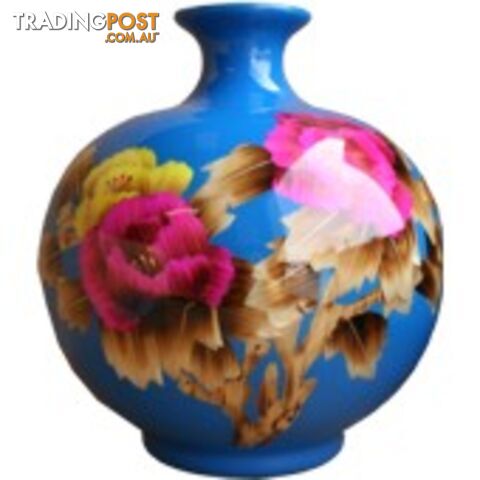 Blue Contemporary Vase - Reed Plant Art