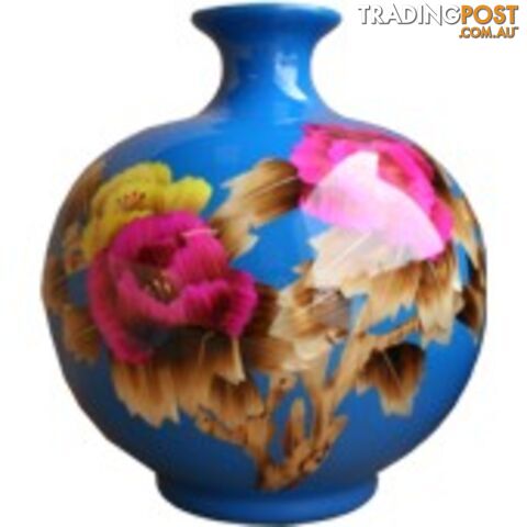 Blue Contemporary Vase - Reed Plant Art
