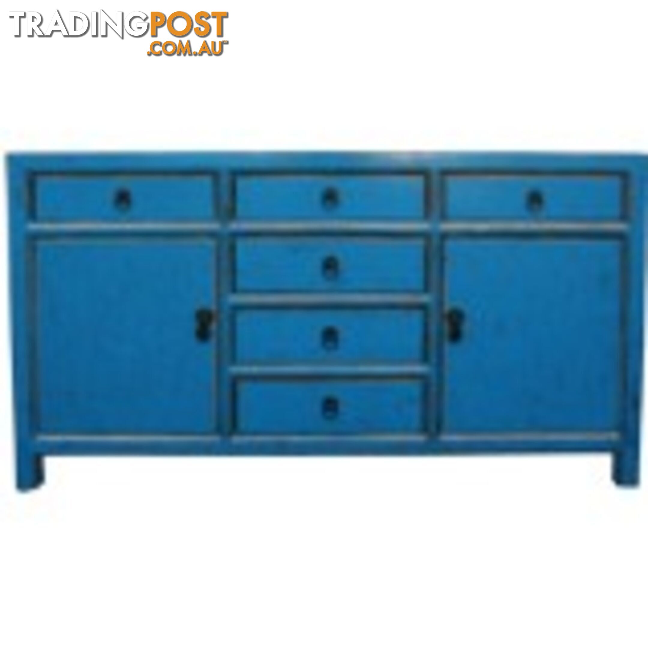 Blue Lacquered 6-Drawer Sideboard