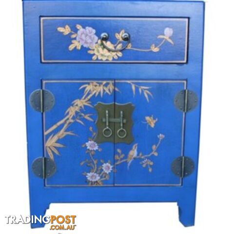 Hand Made Blue Painted Chinese Bedside Table - photo 2 of 2