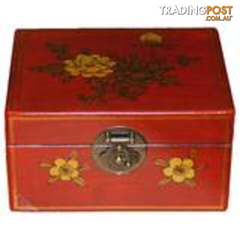 Red Flower Painted Chinese Decoration Box