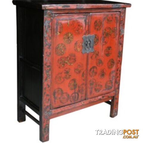 Original Gold Painted Red Chinese Cabinet