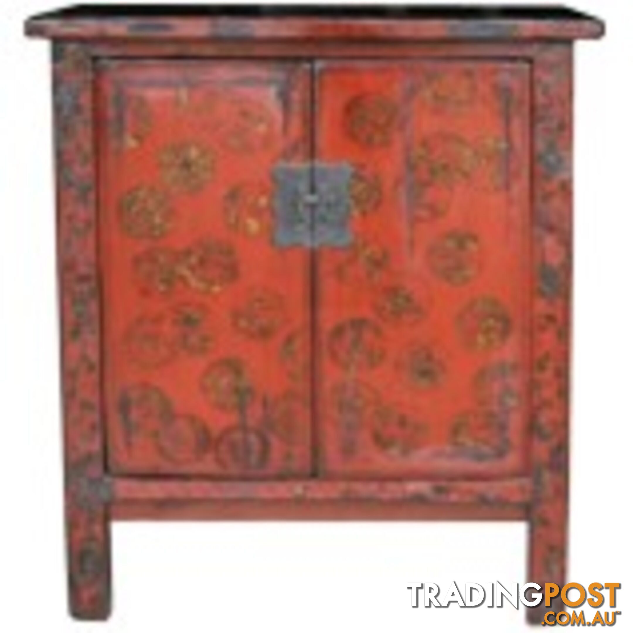 Original Gold Painted Red Chinese Cabinet