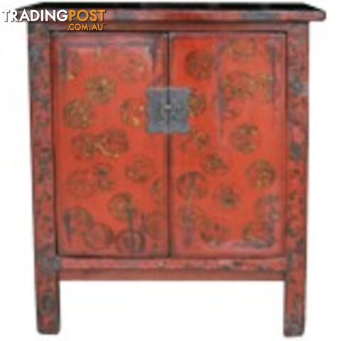 Original Gold Painted Red Chinese Cabinet