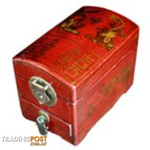 Red Chinese Wedding Jewellery Box - Dragon & Phoenix