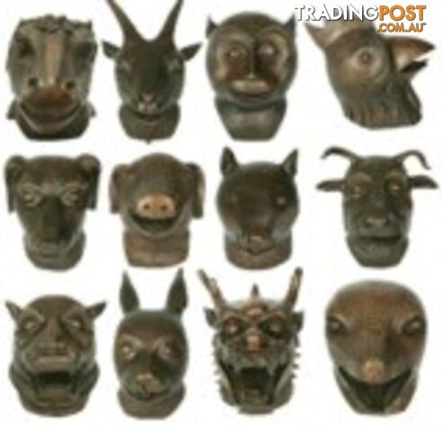 Set of 12 Chinese Zodiac Brass Animal Heads