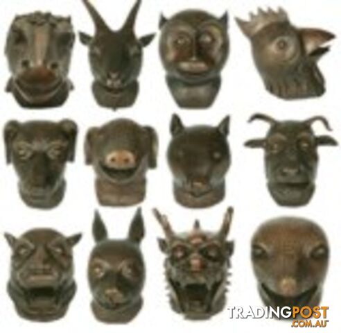 Set of 12 Chinese Zodiac Brass Animal Heads