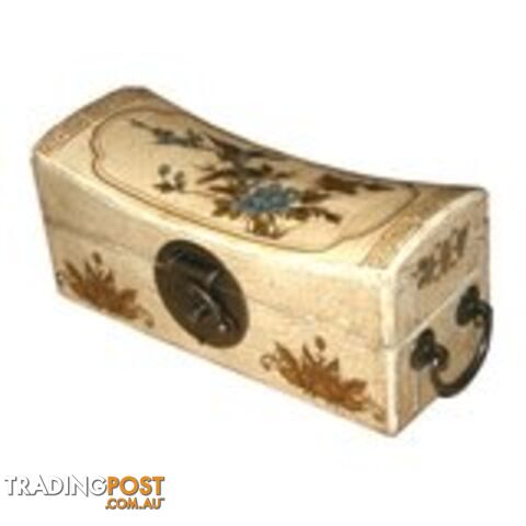 Large White Painted Flora Chinese Jewellery Box