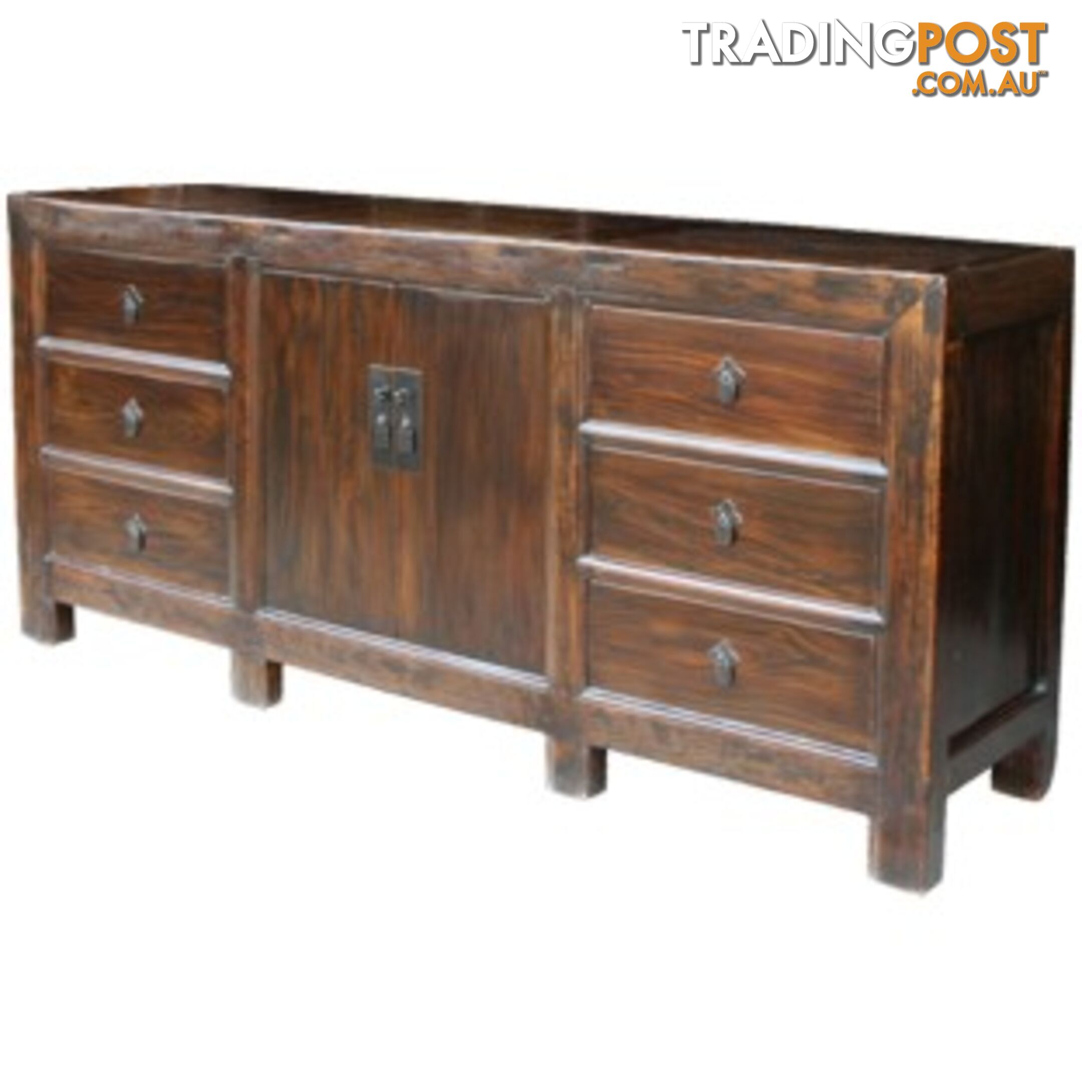 Large Natural Elm Chinese Buffet Sideboard