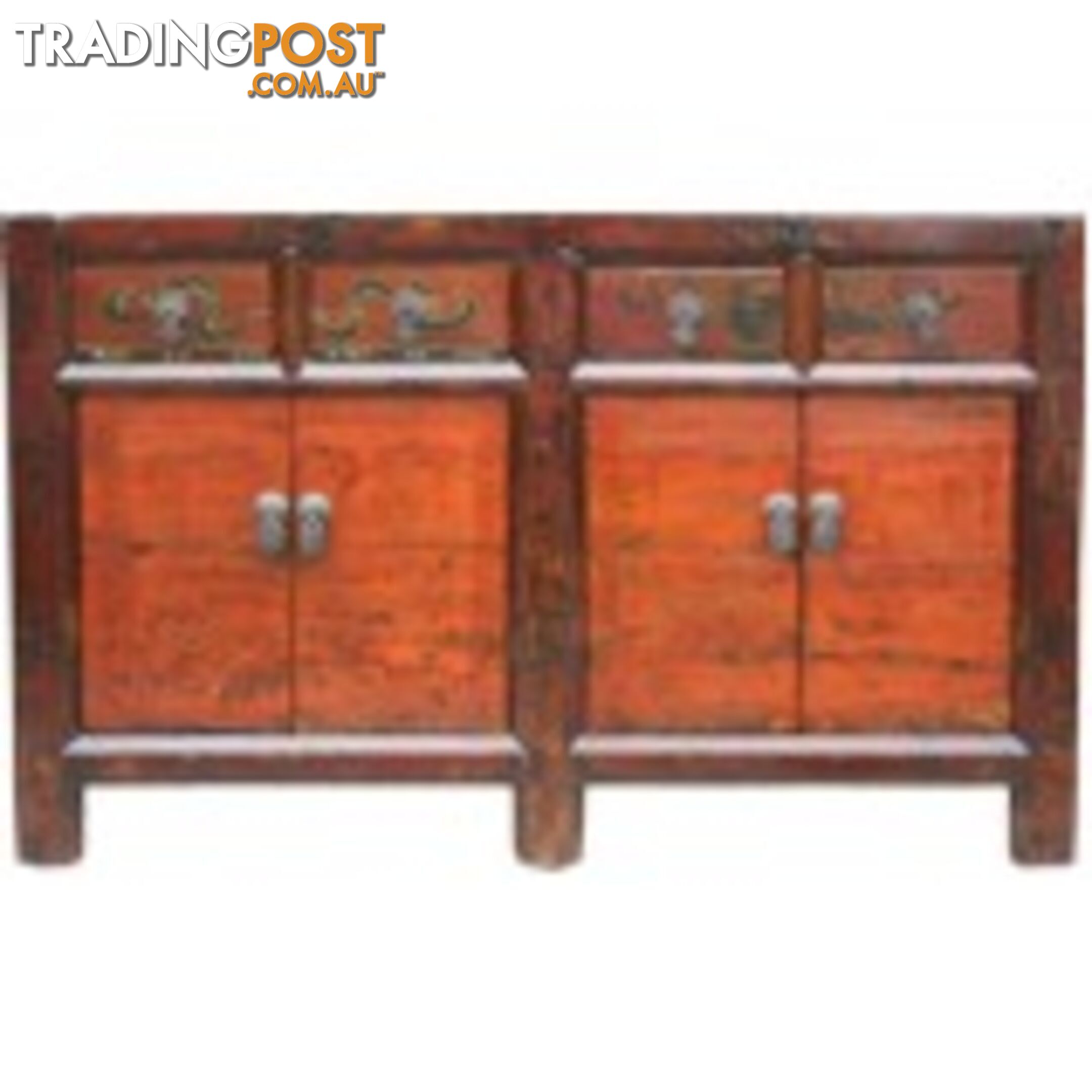 Asian Mongolian Painted Sideboard