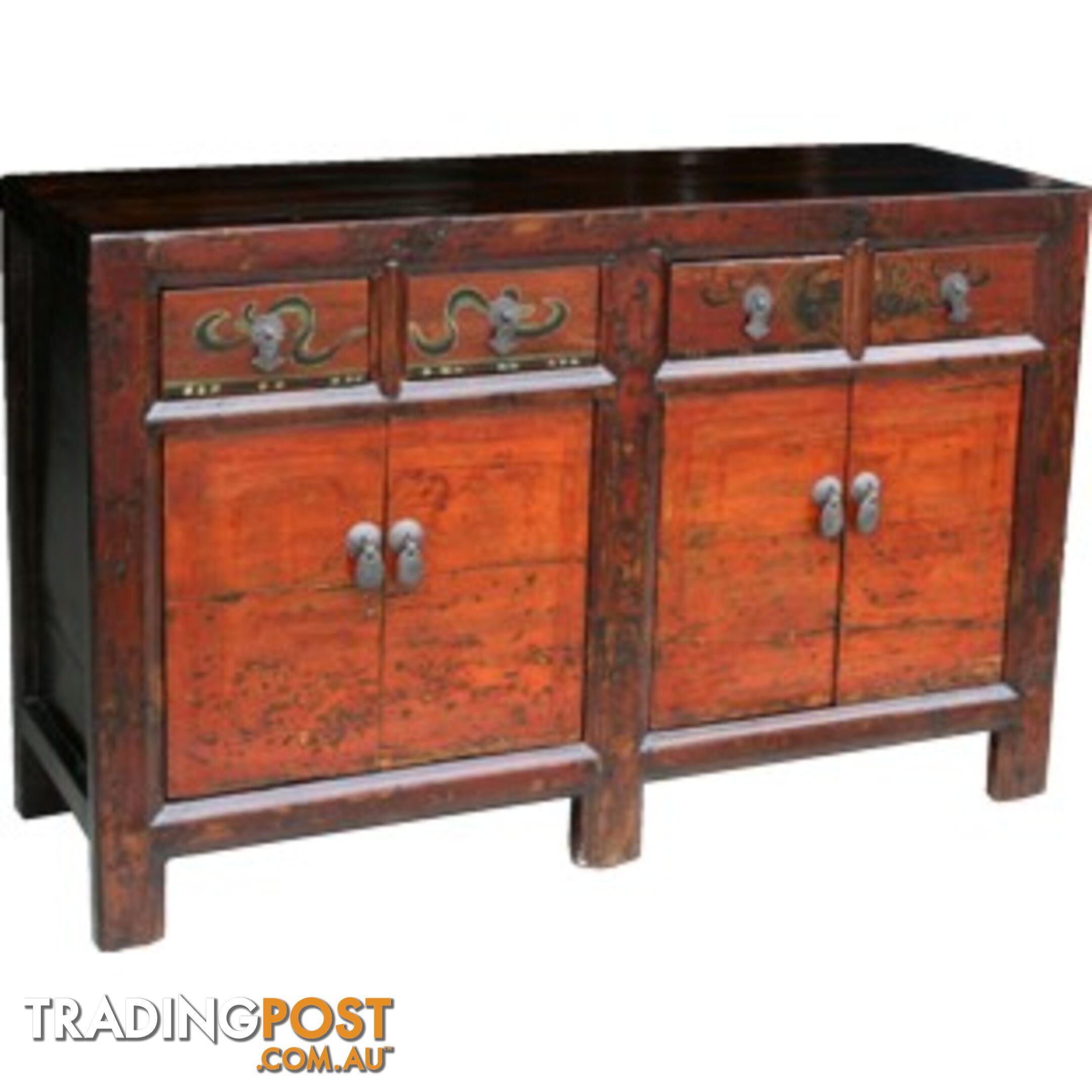 Asian Mongolian Painted Sideboard