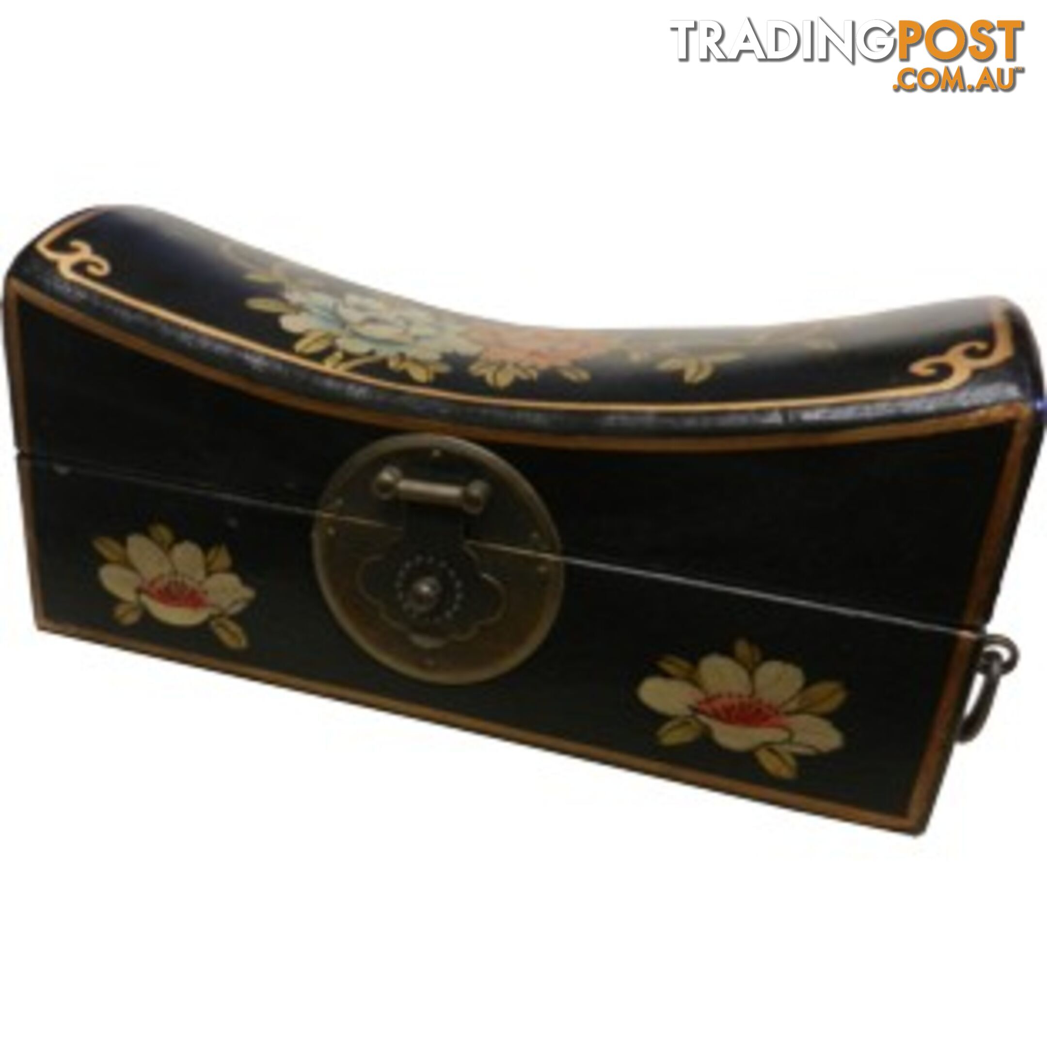 Large Black Hand Painted Flora Chinese Jewellery Box