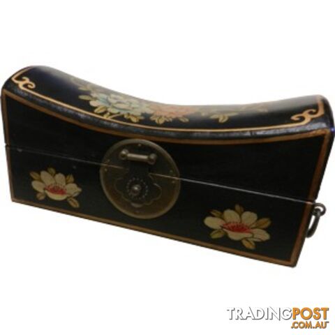 Large Black Hand Painted Flora Chinese Jewellery Box