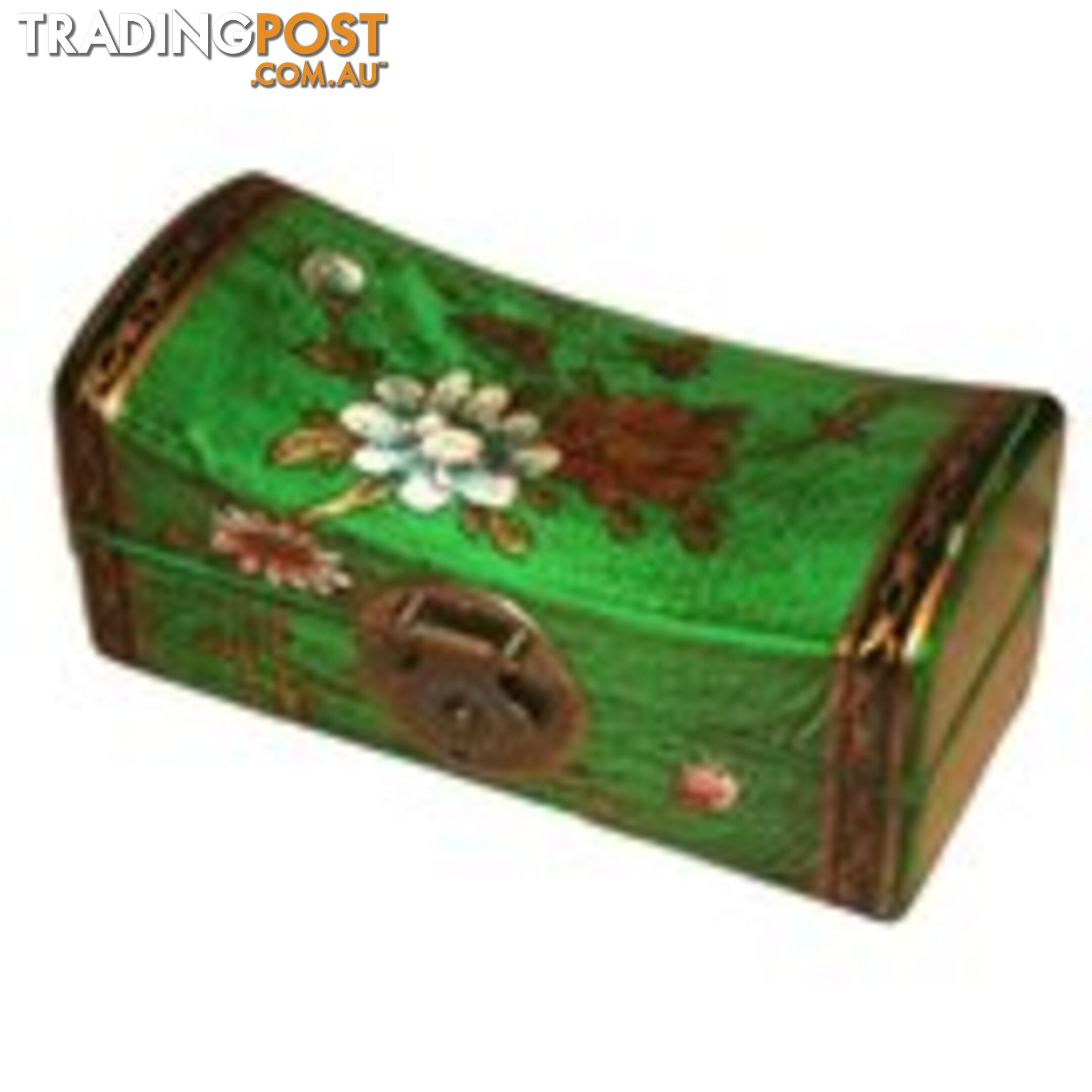 Green Hand Painted Flora Chinese Jewellery Box