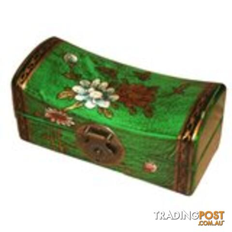 Green Hand Painted Flora Chinese Jewellery Box