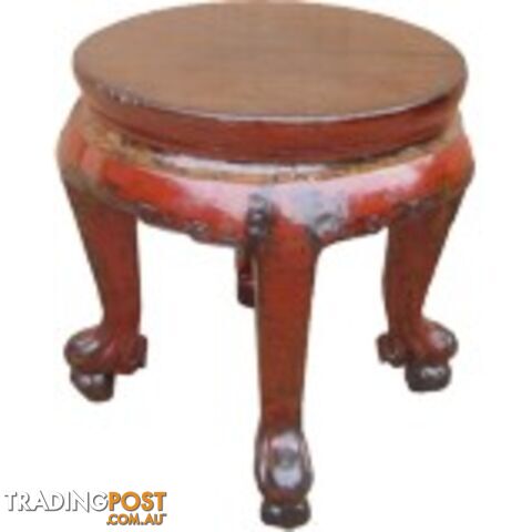 Red Chinese Round Stool